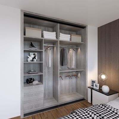 Factory Matt Grey Modern Sliding Door Wardrobe 180cm E1 Standard Chipboard