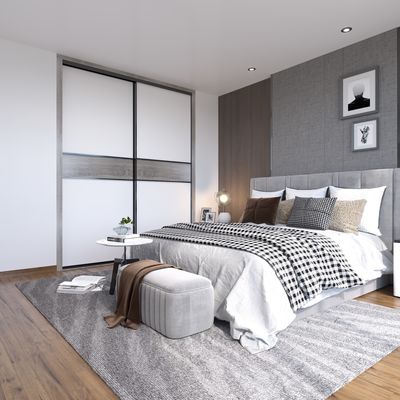 Factory Matt Grey Modern Sliding Door Wardrobe 180cm E1 Standard Chipboard