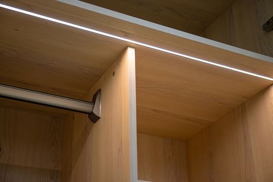 Custom Fitted Sliding Door Wardrobe Wooden Walnut For Master Bedroom