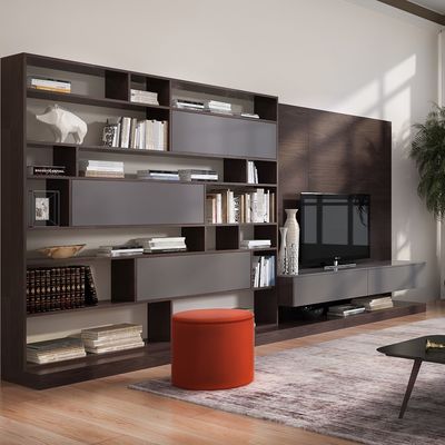Living Room Under TV Cabinet Walnut Media Console Stand Coffee Center