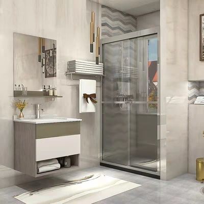 Customized  PVC Woodgrain 72 Inch Bathroom Vanity cabinets ODM