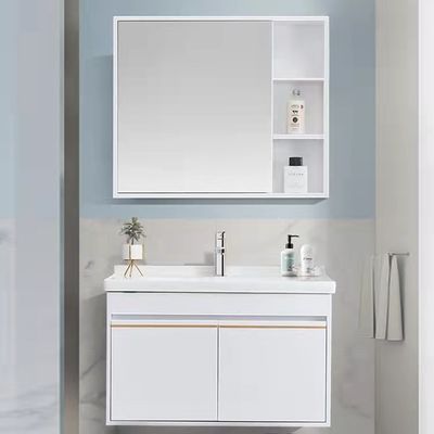 Under Mounting Wood Bath Vanity With Double Ceramic Sink 60 Inch