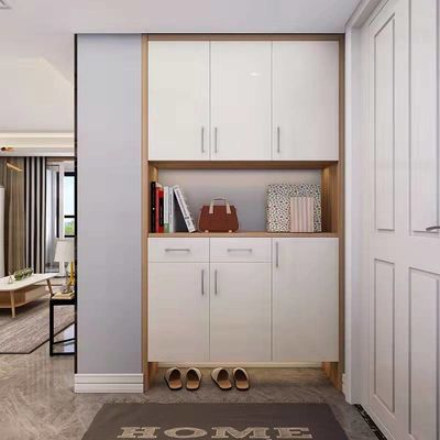 Floor Wooden Slimline Shoe Storage Cabinet Entryway Customized