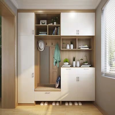 Floor Wooden Slimline Shoe Storage Cabinet Entryway Customized