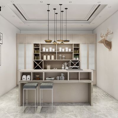Factory Manufacturer Supplier Slatted Dining Room Cabinet  Kitchen Table Laminate