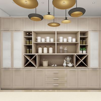 Factory Manufacturer Supplier Slatted Dining Room Cabinet  Kitchen Table Laminate