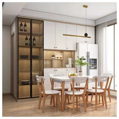 Marble Wood Rectangle Dining Room Table Set With Bench Slatted