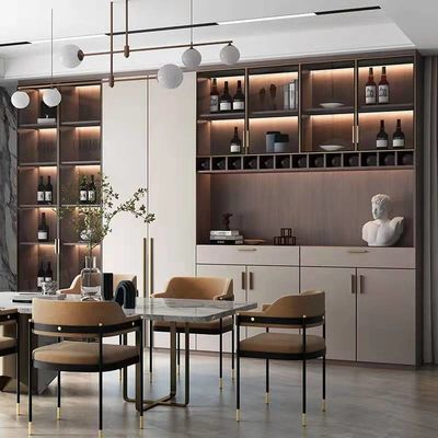 MDF Dining Room Cupboard wall cabinets Rectangular Upholstered Chairs