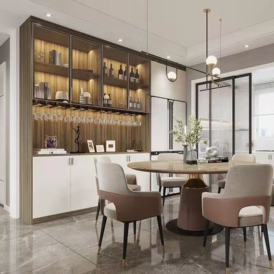 MDF Dining Room Cupboard wall cabinets Rectangular Upholstered Chairs