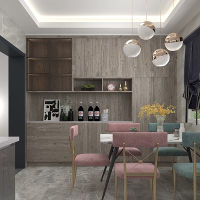 Laminate MDF Kitchenette Rectangle Dining Room Table Set Upholstered Chair