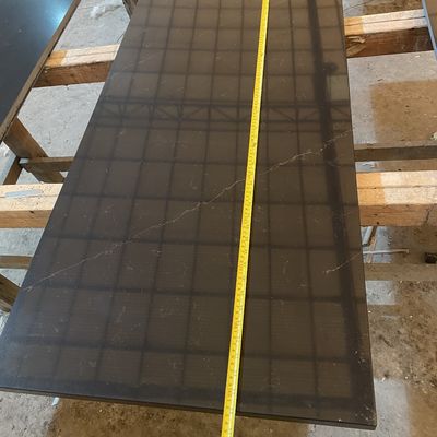 Fabricated Artificial Black Quartz Counter Top Slab For Corner Cabinet