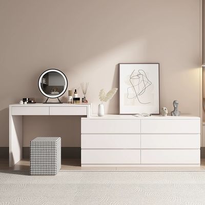 Customized Fabric Leather Wooden Vanity Table Unit Bedroom Nightstand