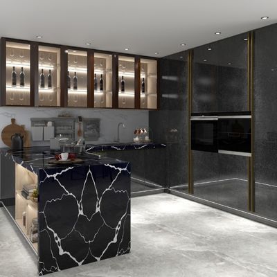 Customized Modern Kitchen Cabinet With 18mm MDF Gloss Lacquer Door Panels