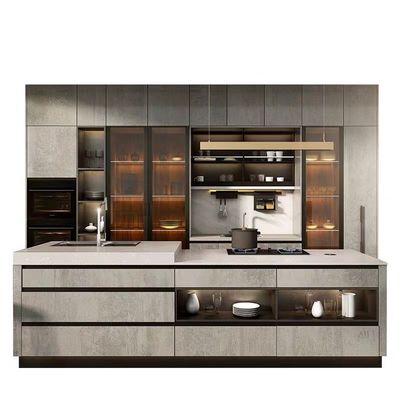 18mm MDF Metallic Lacquer Double Sink Island Cabinets Kitchen Stainless Steel