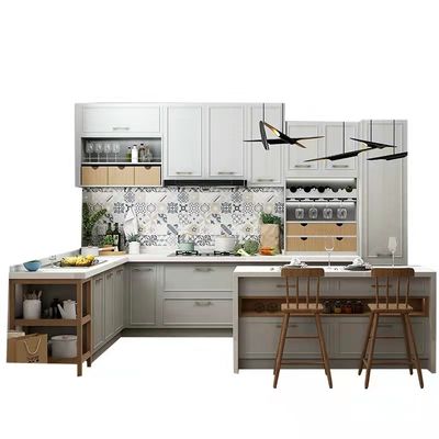 Built-In Wood Modular Plywood Cupboard Finish Classical Kitchen Cabinets