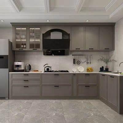 Built-In Wood Modular Plywood Cupboard Finish Classical Kitchen Cabinets