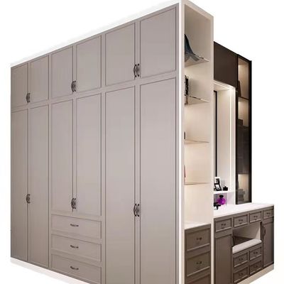 Practical Lacquer Swing Door Wardrobe With Matte White Walnut Finish Door Panels