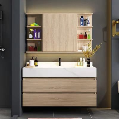 Single Sink Bathroom Vanity with a Smart Mirror Cabinet and Chrome Finish