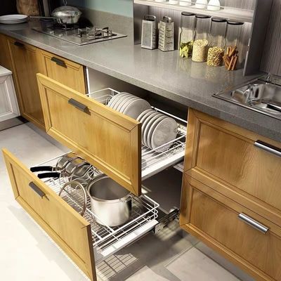Modern Plywood Kitchen Cabinet With Sliding Door Customized Melamine Board