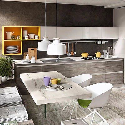 Wood Wall Hanging Cabinets Kitchen  Finished Prefabricated Modular Solid Wood