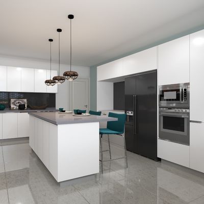 Waterproof And Easy-Clean Modern Kitchen Cabinet With Luxury Island