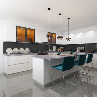 Waterproof And Easy-Clean Modern Kitchen Cabinet With Luxury Island