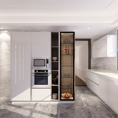 High Glossy Lacquer Melamine Board Modern Kitchen Cabinet with Acrylic Door Panel