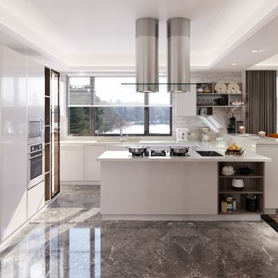 High Glossy Lacquer Melamine Board Modern Kitchen Cabinet with Acrylic Door Panel