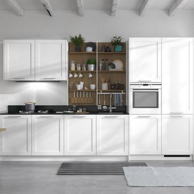 Island Kitchen Cabinets White Solid Wood Indoor Drawer Basket Equipped Cupboard