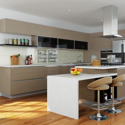 Luxury Glass Door Wall Hanging Smart Kitchen Cabinet Design For Hotel