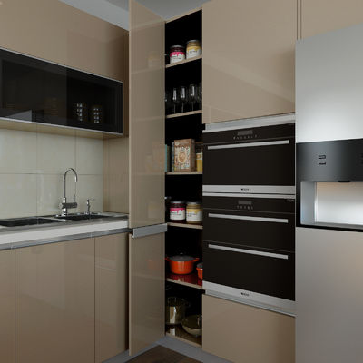 Luxury Glass Door Wall Hanging Smart Kitchen Cabinet Design For Hotel