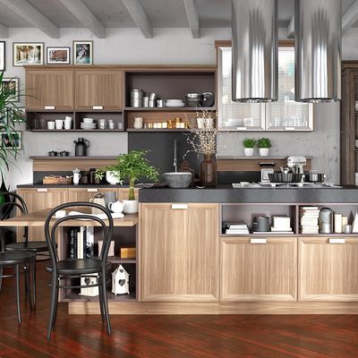 Furniture Muebles Solid Wood Baratos Kitchen Cabinet Pvc With Accessories Set