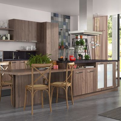 Modern Design Kitchen Cabinet Stainless Steel Carcase Glass Door MDF PVC