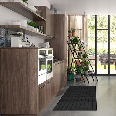 Modern Design Kitchen Cabinet Stainless Steel Carcase Glass Door MDF PVC