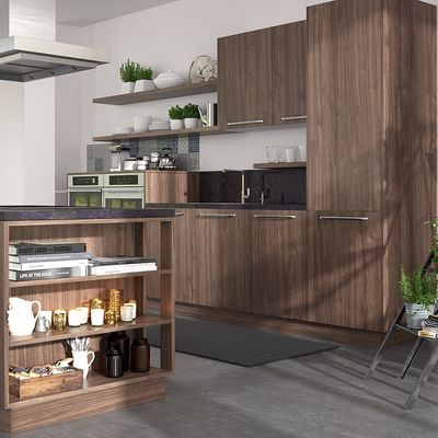 Modern Design Kitchen Cabinet Stainless Steel Carcase Glass Door MDF PVC