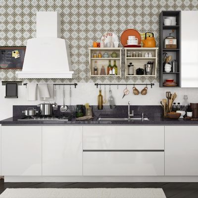 Lacquer Finished Soft Closing Classical Style RTA Kitchen Cabinet For House Vila