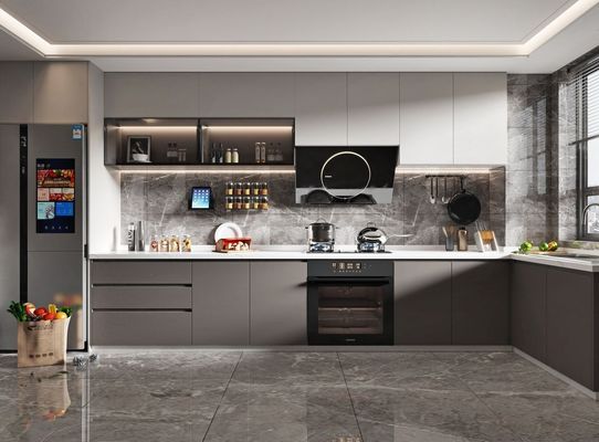 Particleboard MDF Plywood  PVC PET Melamine Finished Kitchen Cabinet
