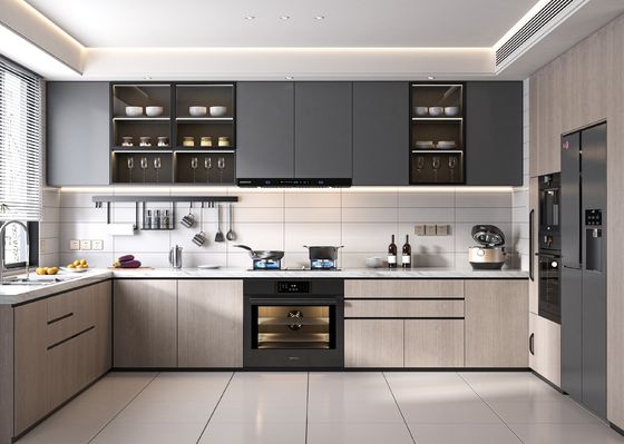 Modern Kitchen Customized Laminate Cabinets MDF Assembled Kitchen Cabinets