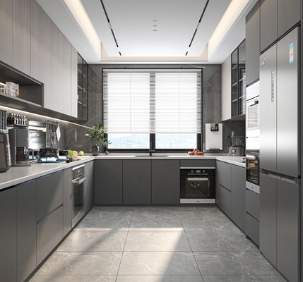 Modern Kitchen Customized Laminate Cabinets MDF Assembled Kitchen Cabinets