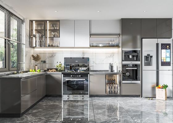 Luxury Hotel European Karachi Kitchen Furniture Modern Kitchen Cabinets Gray