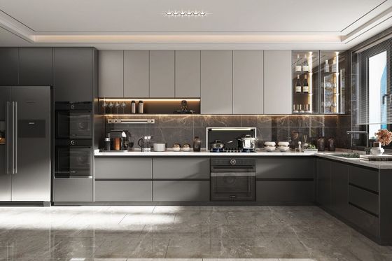 Luxury Hotel European Karachi Kitchen Furniture Modern Kitchen Cabinets Gray