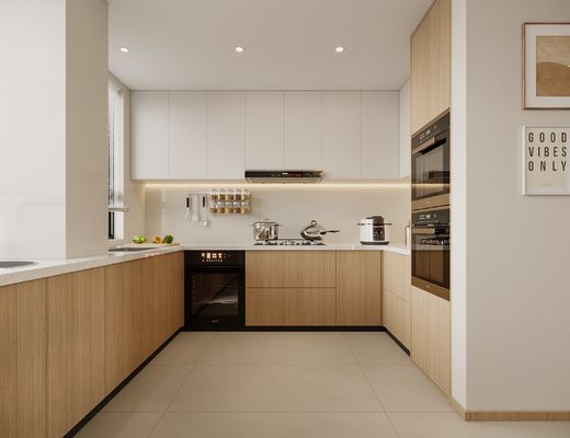 Automatic Foshan Custom Furniture Cupboard Pantry Shaker Cherry Kitchen Cabinet