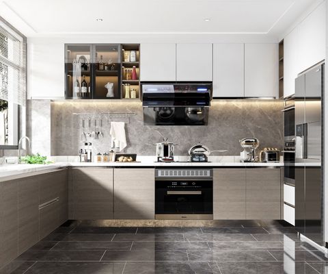 Residence Contemporary Kitchen Cabinet with Glossy Surface Lacquer Door Panel