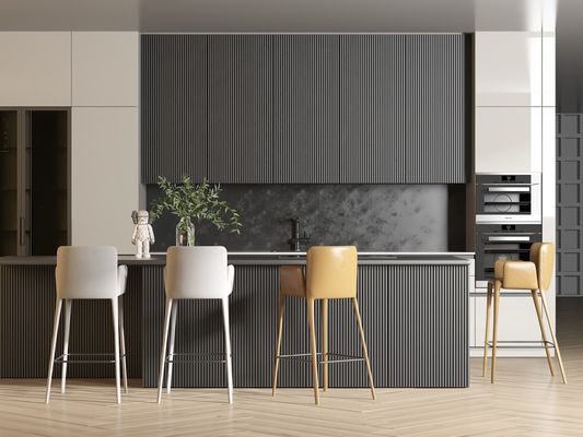 Modern Handless Plywood Kitchen Cabinets Set Design