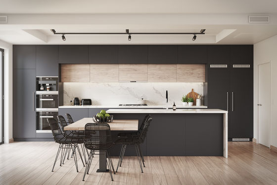 L Shaped Ready To Assemble High Gloss Lacquer Kitchen Cabinets For Apartment