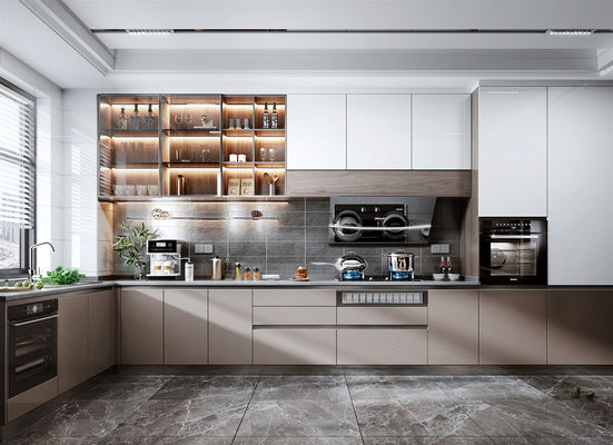 Sleek L Shape Medium Size Kitchen With Customizable Shaker Cabinets
