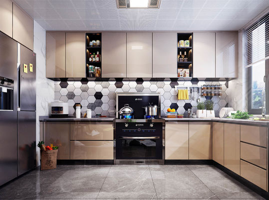 Sleek L Shape Medium Size Kitchen With Customizable Shaker Cabinets