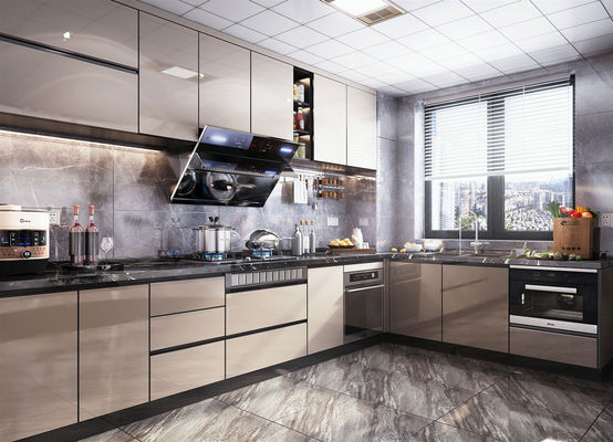 Sleek L Shape Medium Size Kitchen With Customizable Shaker Cabinets