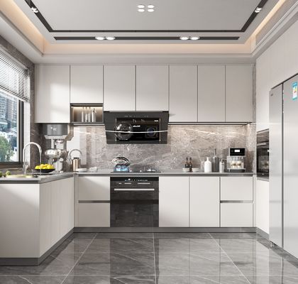 Cupboard Foshan Laminated MDF Modular Pull Down Shaker Smart Kitchen Cabinet