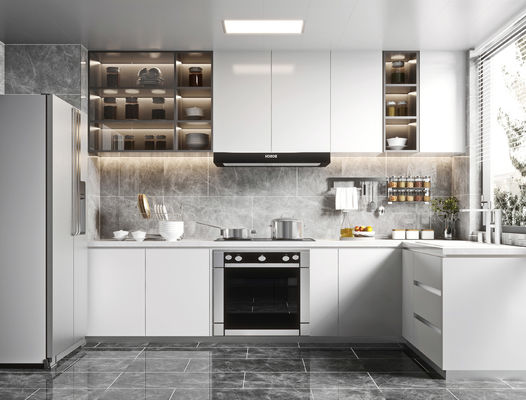 Cupboard Foshan Laminated MDF Modular Pull Down Shaker Smart Kitchen Cabinet